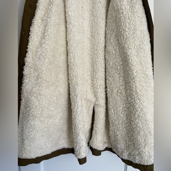 EUC! Micaela Greg Linen Cotton Sherpa Lined Trench in Fir - Picture 9 of 14